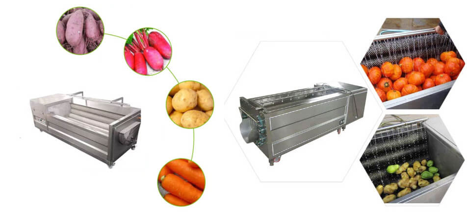 工业用全自动土豆剥皮清洗机
