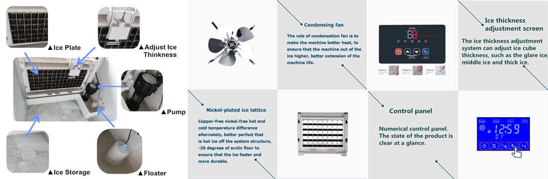 制冰机描述这款制冰机是为制造高质量的冰块而设计的。采用意大利先进的专业制冰技术，设计最合理。采用进口主机设备，专利制冰模具，微电脑自动控制系统，性能更稳定。与同类产品相比，能效比更耐热，使用寿命更长，能效比可提高30%。制冰机特点
